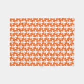 白とオレンジの（紋章の）フラ・ダ・リパターン フリースブランケット (正面(横))