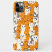 白とオレンジ色の猫が緑の目と青い目をパターン iPhoneケース (裏面)