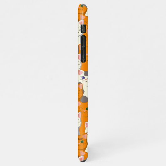 白とオレンジ色の猫が緑の目と青い目をパターン iPhoneケース (左側)