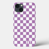 白とカスタムの市松模様に色のパターンとイニシャル Case-Mate iPhoneケース (裏面)