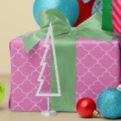 白とキャンディピンクのホタテのタイル模様 ラッピングペーパー