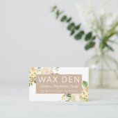 白とクラフトの石鹸ロウソクの大豆溶けとDIYクラフト 名刺 (スタンド正面)