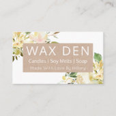 白とクラフトの石鹸ロウソクの大豆溶けとDIYクラフト 名刺 (正面)