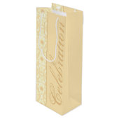 白とクリームのフローラ ワインギフトバッグ (正面アングル)