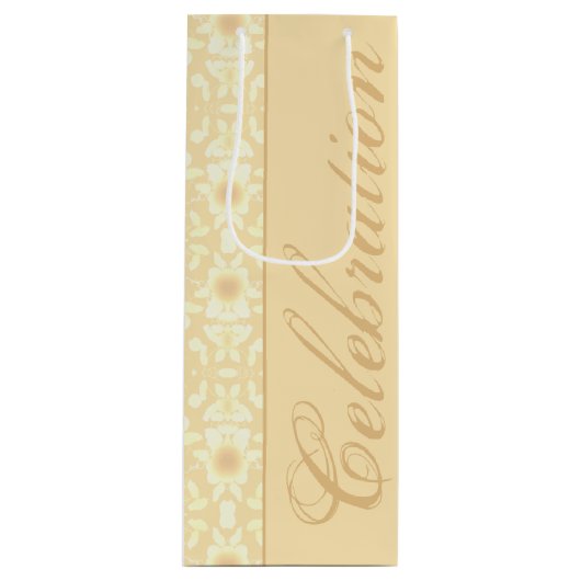 白とクリームのフローラ ワインギフトバッグ (正面)