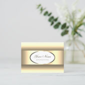 白とクリームグラデーションライト金ゴールドオーバルデコ縁どア 名刺 (スタンド正面)