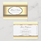 白とクリームグラデーションライト金ゴールドオーバルデコ縁どア 名刺 (正面/裏面)