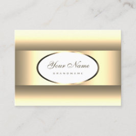 白とクリームグラデーションライト金ゴールドオーバルデコ縁どア 名刺