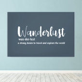 白とグレーと青の色で表現された「Wanderlust」の定義 キャンバスプリント (インサイチュ (ウッドフロア))