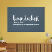 白とグレーと青の色で表現された「Wanderlust」の定義 キャンバスプリント (インサイチュ (リビング))