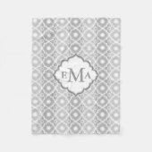 白とグレーのストライプクローバー幾何学的 フリースブランケット (正面)