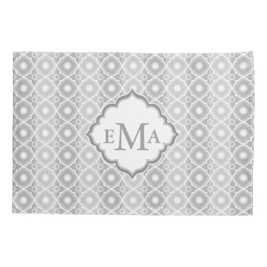 白とグレーのストライプクローバー幾何学的 枕カバー (裏面)