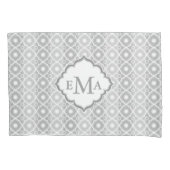 白とグレーのストライプクローバー幾何学的 枕カバー (正面)