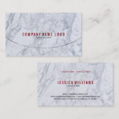 白とグレーのフェイク大理石シルバーアクセント 名刺 (正面/裏面)