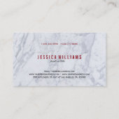 白とグレーのフェイク大理石シルバーアクセント 名刺 (裏面)