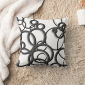 白とグレーのモダン幾何学円 クッション (ブランケット)