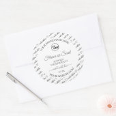 白とグレーのワードクラウド製品ラベル（ロゴ付き） ラウンドシール (封筒)