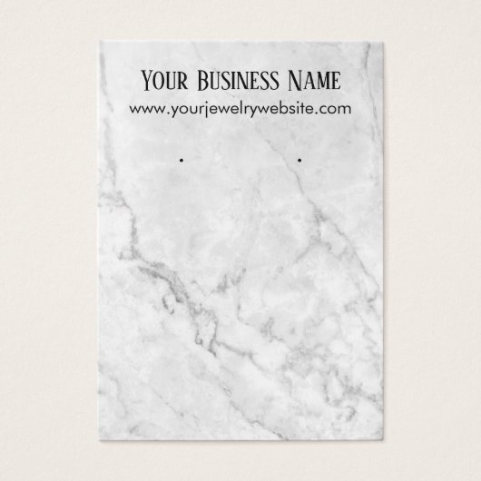 白とグレーの大理石のイヤリングホルダー表示カード (正面)
