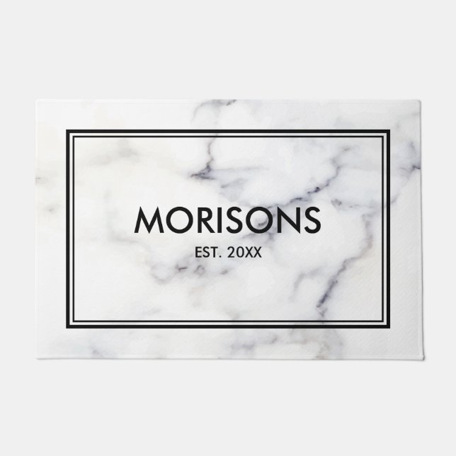 白とグレーの大理石のテクスチャ ドアマット (正面)