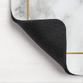 白とグレーの大理石の石の金ゴールド縁どフレーム マウスパッド (コーナー)