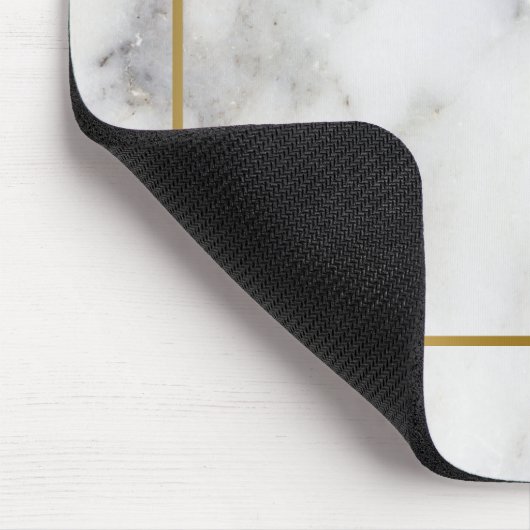 白とグレーの大理石の石の金ゴールド縁どフレーム マウスパッド (コーナー)