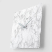 白とグレーの大理石フェイクテクスチャ スクエア壁時計 (傾斜)