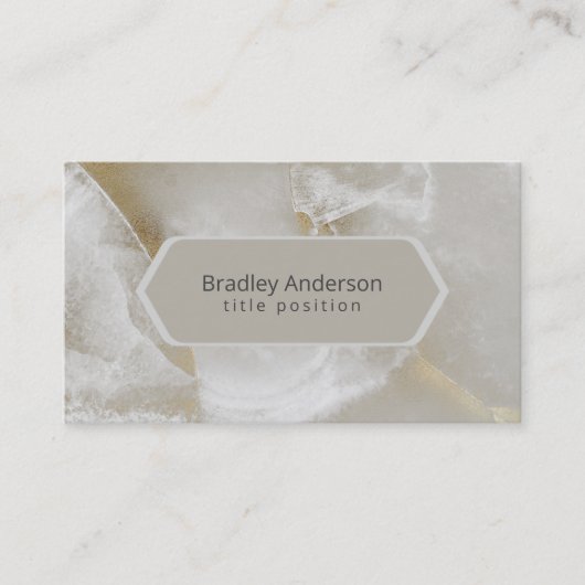 白とグレーの大理石(金ゴールド) 名刺 (正面)
