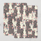 白とグレーの猫の模様 サンキューカード (正面/裏面)
