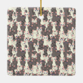 白とグレーの猫の模様 セラミックオーナメント (裏面)