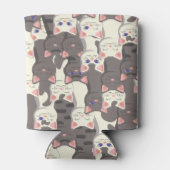 白とグレーの猫の模様 缶クーラー (裏面)