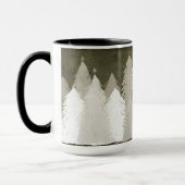 白とグレーの雪の木の黒板 マグカップ (左)