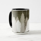 白とグレーの雪の木の黒板 マグカップ (正面左)
