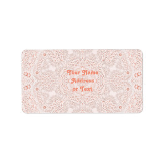 白とコーラルレースの布の画像の背景 ラベル