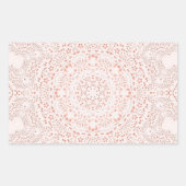 白とコーラルレースの布の画像の背景 長方形シール (正面)
