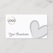 白とゴージャスなグレーハートとロゴかわいい 名刺 (正面)