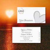 白とゴージャスなグレーハートとロゴかわいい 名刺