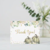 白とゴールドのかぼちゃの感謝カード 招待状 (スタンド正面)
