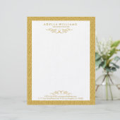 白とゴールドのグリッターカリグラフィー スワール フレーム レターヘッド (スタンド正面)