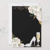 白とゴールドのスティレットヒール 花柄 バースデー 招待状 (裏面)