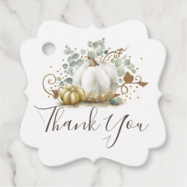 白とゴールドのパンプキン 秋の感謝 フェイバータグ