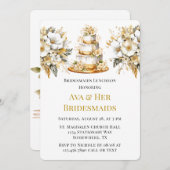 白とゴールドの教会 ブライズメイドのランチョン 招待状 (正面/裏面)