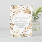 白とゴールドの葉のローレル 秋のリハーサルディナー 招待状 (スタンド正面)