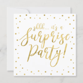 白とゴールド | 現代のサプライズ退職パーティー 招待状