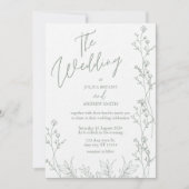 白とサガグリーンの厚手の結婚式招待状 招待状 (正面)