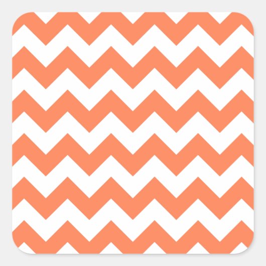 白とサンゴのジグザグ模様 スクエアシール (正面)
