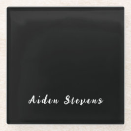 白とスタイリッシュ白のミニマリストの名前を追加 ガラスコースター