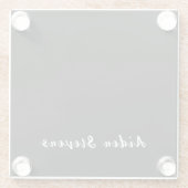 白とスタイリッシュ白のミニマリストの名前を追加 ガラスコースター (裏面)