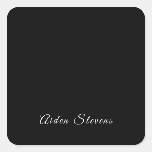 白とスタイリッシュ白のミニマリストの名前を追加 スクエアシール (正面)