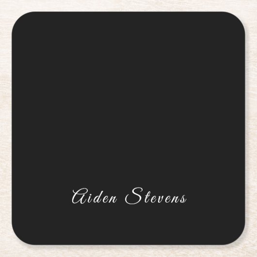 白とスタイリッシュ白のミニマリストの名前を追加 スクエアペーパーコースター (正面)