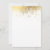 白とスタイリッシュ金ゴールドスノーフレークリハーサルディナー 招待状 (裏面)